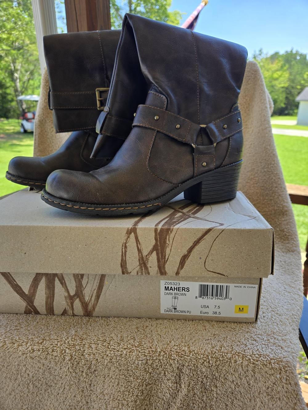 Mahers Dark Brown Women's Mid-Calf Harness Boots